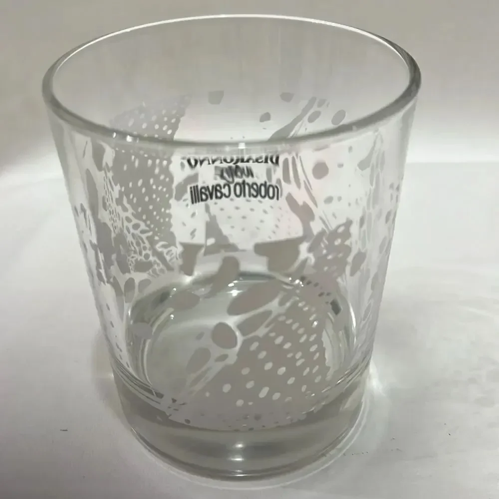 Disaronno Wears Robert Cavalli Rocks Glass 4 In Tall 3 1/4 Round 12 Oz Tumbler